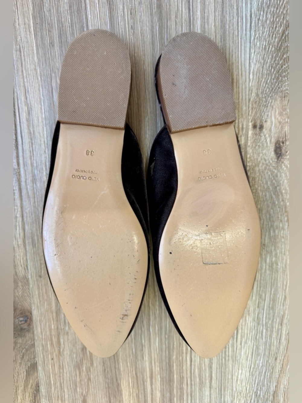 Le Monde Beryl Brown Velvet Mule Flats Pointed Toe Size 38 Made in Italy - Picture 6 of 7